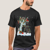T-shirt Grande Danse Chien Xmas Élément Arbre Lumières Gra (Devant)