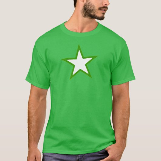 T-shirt Grande étoile blanche à 5 points avec contour vert (Devant)