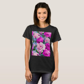 T-shirt Grande Fleur Rose rétro violet (Devant entier)