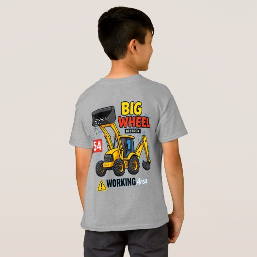 T-shirt Grande Roue Construction Camion Design graphique (Dos entier)
