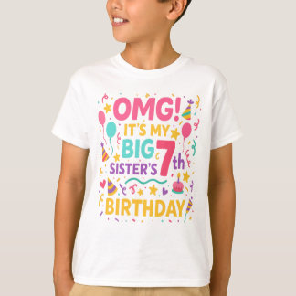 T-shirt Grande Sœur 7e Anniversaire Mignon Arc-en-Ciel Amu