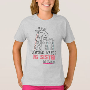 T-shirt Grande soeur à être jumeaux grossesse girafe