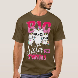 T-shirt Grande Soeur des jumeaux Unicorn Chats Filles