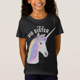 T-Shirt Grande soeur Unicorn noir rose