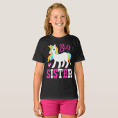 T-shirt Grande Soeur Unicorne Magique avec Mane Arc-en-Cie (Devant entier)