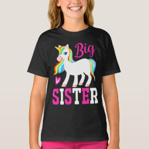 T-shirt Grande Soeur Unicorne Magique avec Mane Arc-en-Cie