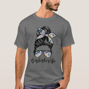 T-shirt Grande soeur Vie Cheveux Méchés Chignon Floral Fem