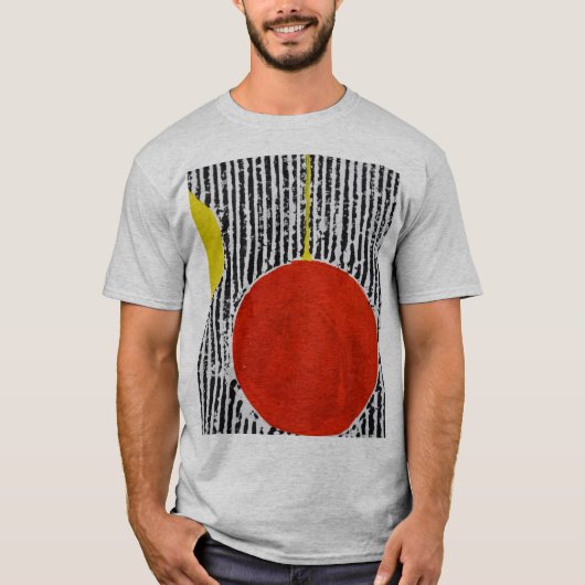 T-shirt Grande tache rouge de Sun avec les rayures noires (Devant)