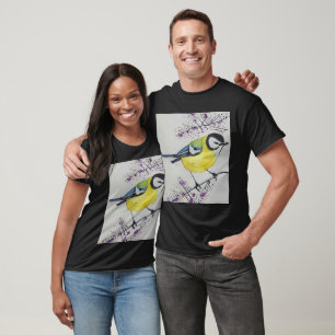 T-shirt Grande Tit Bird Dessin, Main Tirée Bird Britanniqu