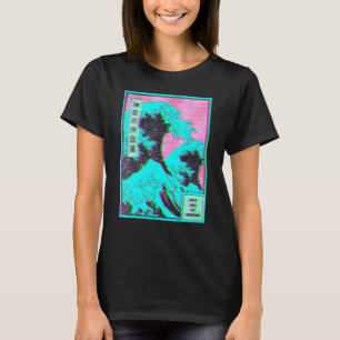 T-shirt Grande Vague de Kanagawa Vaporwave Glitch Esthétiq