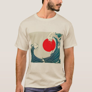 T-shirt GRANDE VAGUE ET ROUGE SOLEIL Bleu Blanc Nautique