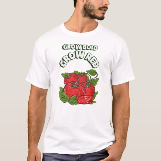 T-shirt Grandir Gras Croissance Rouge Jardinage Tomate (Devant)