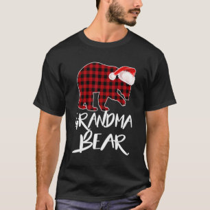 T-shirt Grandma Bear Buffalo Red Plaid Père Noël Christmas