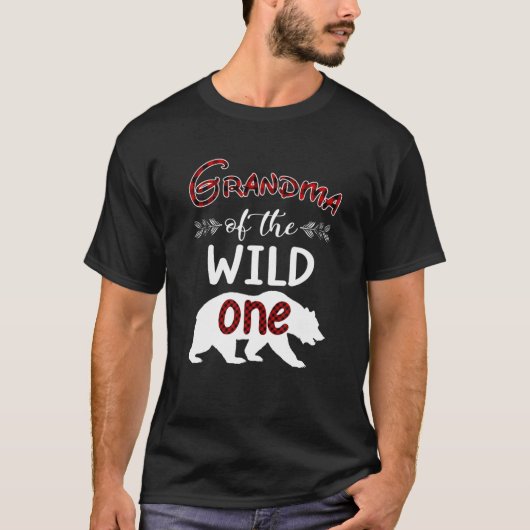 T-shirt Grandma Bear Of The Wild One Red Plaid Funny 1St B (Devant)
