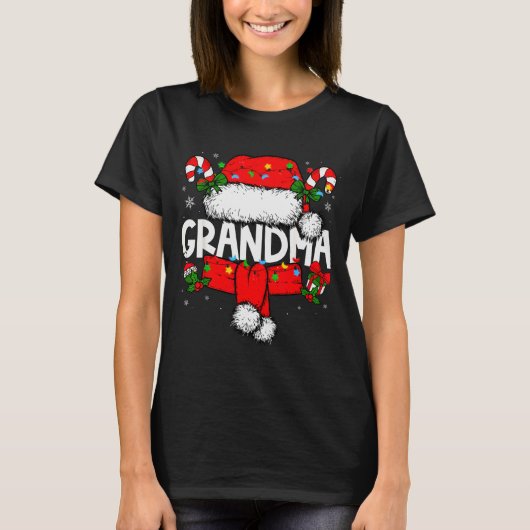 T-shirt Grandma Christmas Pajama Santa Claus Family Matchi (Devant)