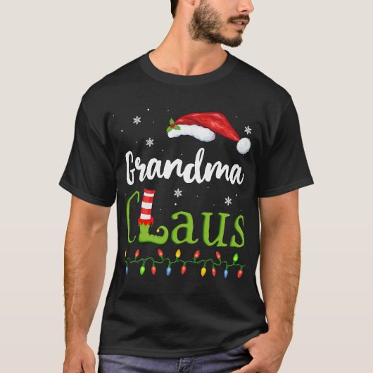 T-shirt Grandma Claus Père Noël Pajamas Drôle Idée cadeau (Devant)