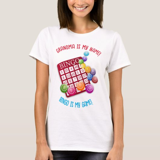 T-shirt Grandma Modifiable Est Mon Nom Bingo Est Mon Jeu (Devant)