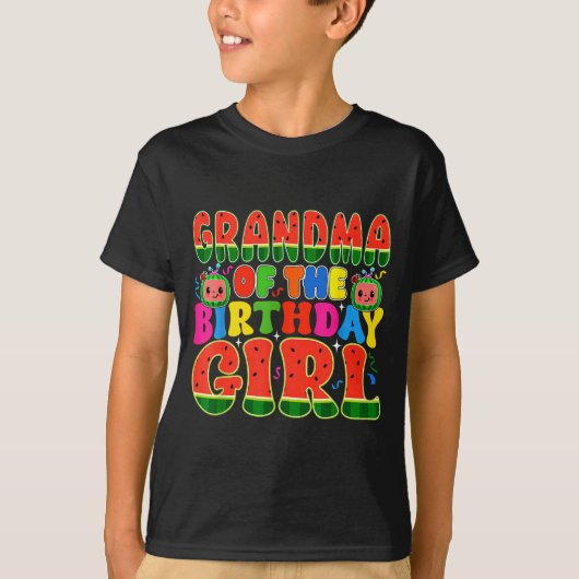 T-shirt Grandma Of The Birthday Girl Melon Family Matching (Devant)