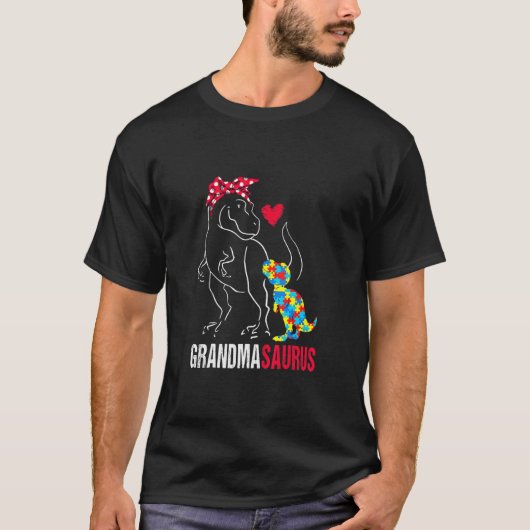 T-shirt Grandmasaurus Rex Dinosaur Grandma Saurus Autisme  (Devant)