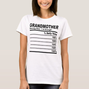 T-shirt Grandmère Nutrition Faits Femmes personnalisées