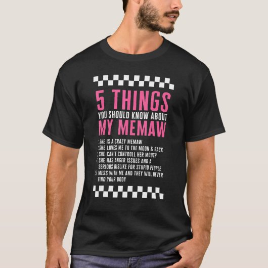 T-shirt Grandmother 5 Things About Memaw Grammy Mother's D (Devant)
