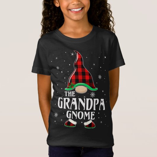 T-Shirt Grandpa Gnome Buffalo Plaid Matching Family Christ (Devant)