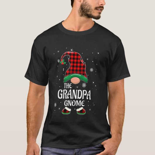 T-shirt Grandpa Gnome Buffalo Plaid Matching Family Christ (Devant)
