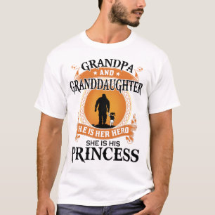 T-shirt Grandpa-Grandgirl C'est son héros c'est sa prince