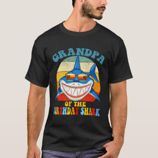 T-shirt Grandpa Matching Famille Requin Anniversaire Drôle