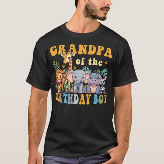 T-shirt Grandpa of the Birthday Boy Safari Jungle Animal M (Devant)