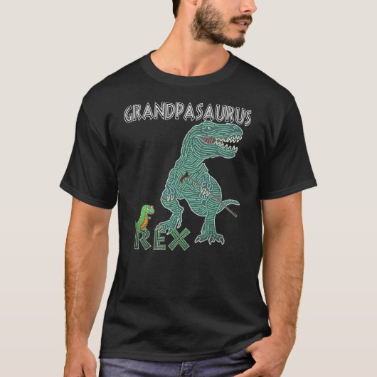 T-shirt Grandpasaurus Rex Dinosaur with Walking Cane (Devant)