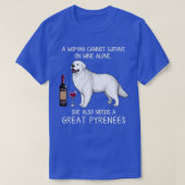 T-shirt Grands Pyrénées et vin Chien amusant (Design devant)