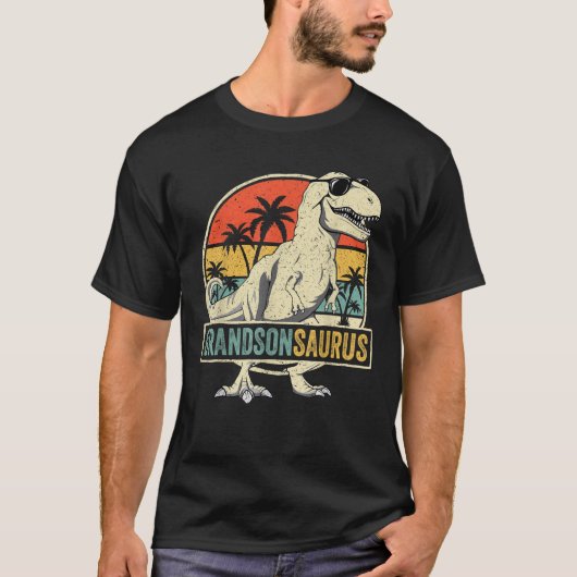 T-shirt Grandsonsaurus T Rex Dinosaur Grandson Saurus Fami (Devant)