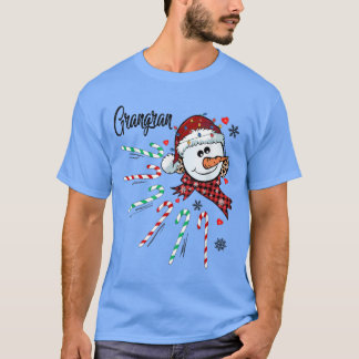 T-shirt Grangran Snowman Sucre de canne Noël Noël Noël Noë