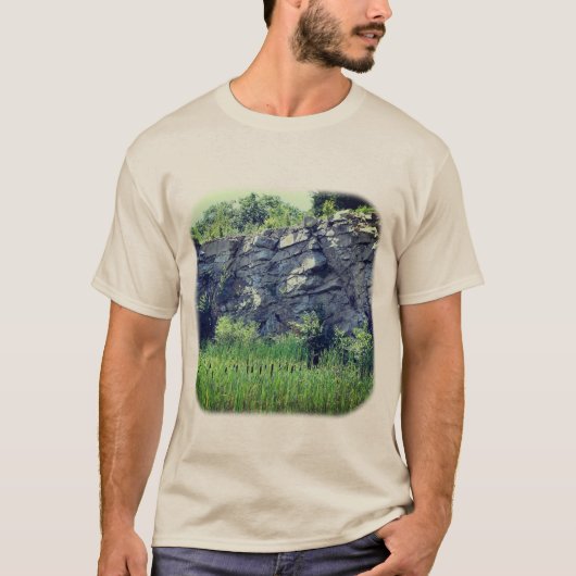 T-shirt Granit Rock Wall Cattails Pond Nature (Devant)