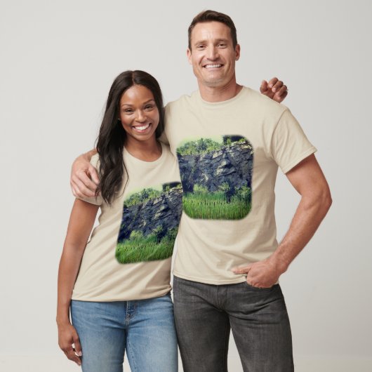 T-shirt Granit Rock Wall Cattails Pond Nature (Unisexe)