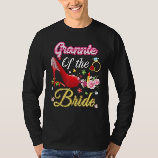 T-shirt Grannie De La Mariée Joyeux Mariage Flower Sho ros (Devant)