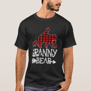 T-shirt Granny Bear Trois Cubes Rouge Plaid Mama Christmas
