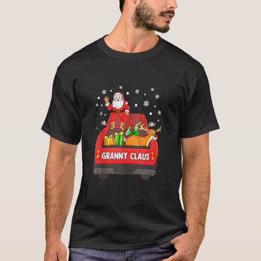 T-shirt Granny Claus Camion Rouge Père Noël Reindeer Elf C (Devant)