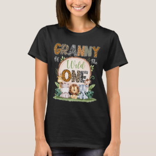 T-shirt Granny Of The Wild One First Birthday Safari Woodl