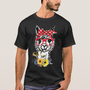 T-shirt Graphi animal Llama Eyeglass Alpaca Llama femme