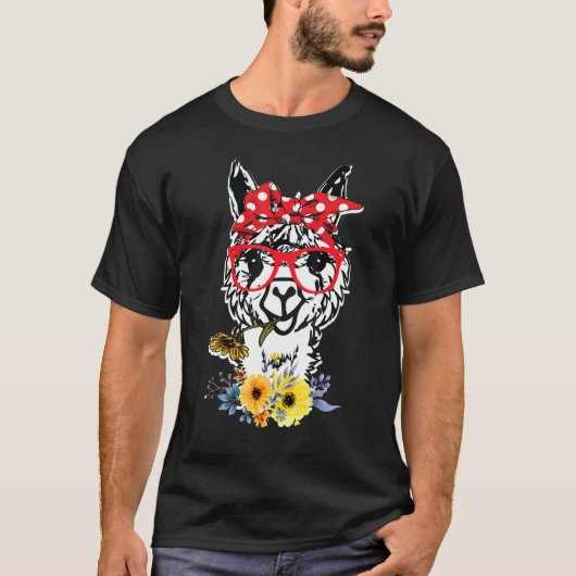 T-shirt Graphi animal Llama Eyeglass Alpaca Llama femme (Devant)