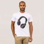 T-shirt Graphic d.j. DJ casque noir (Devant entier)