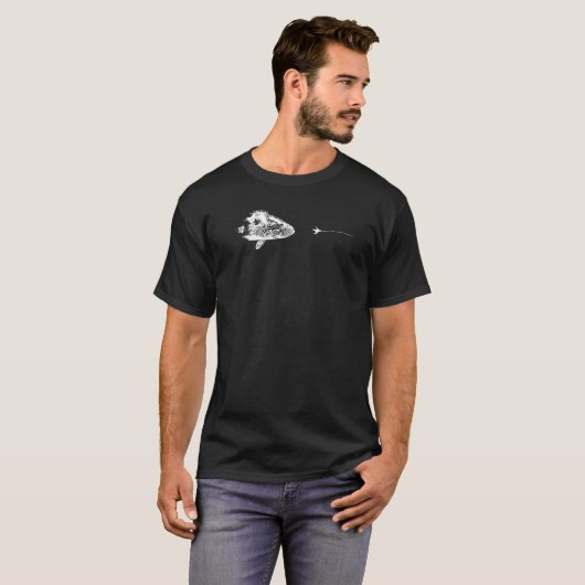 T-shirt Graphic Fly Fishing Hook Line Fish Grouper (Devant entier)