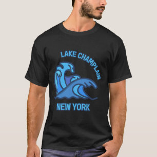 T-shirt Graphic Lake Champlain New York Pochette Vague Sou