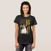 T-shirt Graphic Penguin Retro American Flag Funny Penguin  (Devant entier)