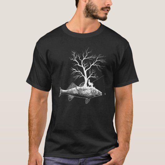 T-shirt Graphic Tree Fishing Rod  Fish Sauger 1 (Devant)