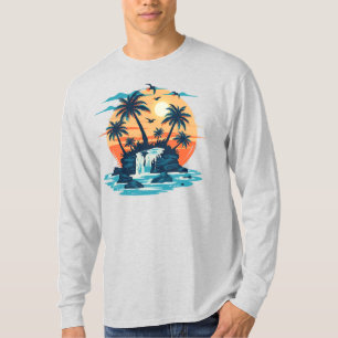 T-shirt graphique à cascade de coucher de soleil t
