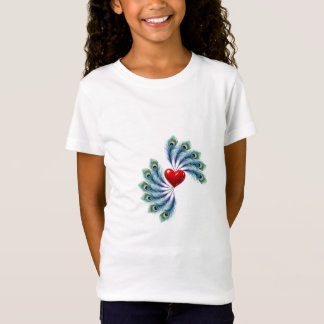 T-Shirt Graphique à Cœur et Plume de Paon | Amour