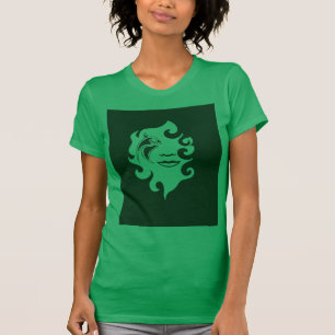 T-shirt graphique à silhouette de lion symétrique 